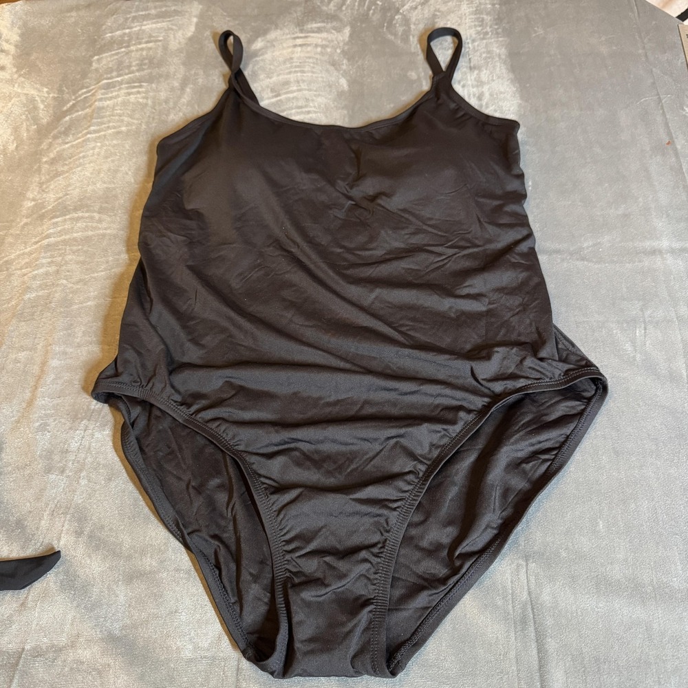 Andie Swim Womens Amalfi One Piece Swimsuit 3X Black Adjustable Strap Minimalist